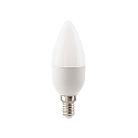 LED Light bulb candle ECOLUX DTW, 230V, � 3.5cm / L 10.5cm, E14, 6W 1800-2700K 470lm 220�, Dim-To-Warm, opal