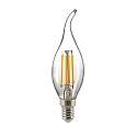 LED Filamentlampe KERZE WINDSTOSS, 230V, � 3.5cm / L 12.3cm, E14, 4.5W, 2700K 470lm 300�, dimmbar, klar