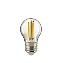 LED Filamentlampe KUGEL, 230V, � 4.5cm / L 7.8cm, E27, 4.5W 2700K 470lm 300�, dimmbar, klar
