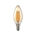 LED Filamentlampe KERZE GOLD, 230V, � 3.5cm / L 9.7cm, E14, 2.5W 2500K 220lm 300�, dimmbar, Gold / Klar