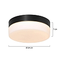 Steinhauer outdoor ceiling luminaire IKARO round, cylindrical, medium IP44, black matt dimmable