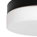 Steinhauer outdoor ceiling luminaire IKARO round, cylindrical, medium IP44, black matt dimmable