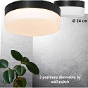 Steinhauer outdoor ceiling luminaire IKARO round, cylindrical, medium IP44, black matt dimmable