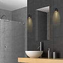 Steinhauer Au�enwandleuchte LOGAN, IP44, Down, rund, inkl. GU10 LED 4W 2700K 345lm (schaltbar), Glas klar, aluminium schwarz