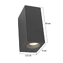 Steinhauer Au�enwandleuchte LOGAN, IP44, Up/Down, eckig, inkl. 2x GU10 LED 4W 2700K 345lm (schaltbar), Glas klar, aluminium schwarz