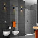 Steinhauer Au�enwandleuchte LOGAN, IP44, Up/Down, konisch, inkl. 2x GU10 LED 4W 2700K 345lm (schaltbar), aluminium schwarz / Glas klar