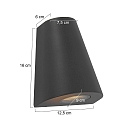 Steinhauer Au�enwandleuchte LOGAN, IP44, Up/Down, konisch, inkl. 2x GU10 LED 4W 2700K 345lm (schaltbar), aluminium schwarz / Glas klar