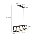Mexlite Pendelleuchte BUCKLEY, 4-flammig, 100cm, 4x E27, H�he verstellbar, Schwarz matt