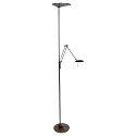 Steinhauer LED Deckenfluter ZODIAC, inkl. Leseleuchte mit Gelenkarm, 25+6W 2700K 2200+700lm, mit Touch-Dimmer, stahl geb�rstet