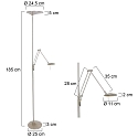 Steinhauer LED Deckenfluter ZODIAC, inkl. Leseleuchte mit Gelenkarm, 25+6W 2700K 2200+700lm, mit Touch-Dimmer, stahl geb�rstet