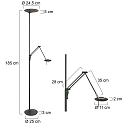 Steinhauer LED Deckenfluter ZODIAC, inkl. Leseleuchte mit Gelenkarm, 25+6W 2700K 2200+700lm, mit Touch-Dimmer, schwarz matt