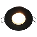 Steinhauer recessed luminaire P�LITE SPOT round, rigid, with open cable GU10 IP44, black matt dimmable