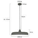 Steinhauer Pendelleuchte KRISIP, � 50cm, flach, E27, Metall, grau matt