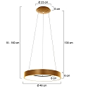 pendant luminaire RINGLEDE - � 48CM large, round, direct / indirect IP20, gold dimmable