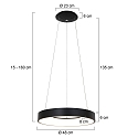 Steinhauer LED Pendelleuchte RINGLEDE, � 48cm, 40W 2700K 3600lm, direkt / indirekt, dimmbar, schwarz matt