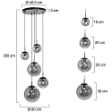 Steinhauer pendant luminaire BOLLIQUE 5 flames, round E27 IP20, black matt dimmable