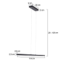 Mexlite LED Pendelleuchte DANSKE, 114cm, 20W 2700K 2000lm, CRi >90, mit Touch-Dimmer, schwarz matt
