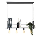 pendant luminaire BUCKLEY 4 flames, with shelf E27 IP20, black matt dimmable
