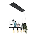 Mexlite pendant luminaire BUCKLEY 4 flames, with shelf E27 IP20, black matt dimmable