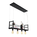 Mexlite pendant luminaire BUCKLEY 4 flames, with shelf E27 IP20, black matt dimmable