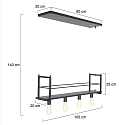 Mexlite pendant luminaire BUCKLEY 4 flames, with shelf E27 IP20, black matt dimmable