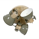 Mexlite Strahler-Rondell GEARWOOD, 3-flammig, 3x E27, verstellbar, Kautschuk-Holz / Metall, gr�n gl�nzend / innen wei�