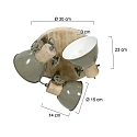 Mexlite Strahler-Rondell GEARWOOD, 3-flammig, 3x E27, verstellbar, Kautschuk-Holz / Metall, gr�n gl�nzend / innen wei�