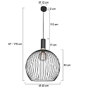Mexlite Mexlite Pendant luminaire AUREOLE, 1 flame, with gold ring, 45cm, black
