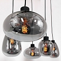 Steinhauer Steinhauer Pendant luminaire REFLEXION, 5 flames, smoky, fitting black