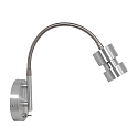 Wandstrahler NATASJA, GU10, mit Flexarm + Schalter an Wandplatte, stahl geb�rstet