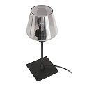 Tischleuchte ANCILLA, 33cm, mit kurzem Schirm, E14, mit Touch-Dimmer, schwarz matt / Rauchglas, teilverspiegelt