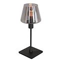 Tischleuchte ANCILLA, 33cm, mit kurzem Schirm, E14, mit Touch-Dimmer, schwarz matt / Rauchglas, teilverspiegelt