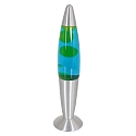 Lavalampe VOLCANO, konisch, inkl. E14, 25W 2700K 200lm, Wasser blau / Lava gr�n, mit Schnurschalter, stahl geb�rstet