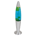 Mexlite Lavalampe VOLCANO, konisch, inkl. E14, 25W 2700K 200lm, Wasser blau / Lava gr�n, mit Schnurschalter, stahl geb�rstet