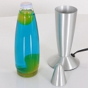 Mexlite Lavalampe VOLCANO, konisch, inkl. E14, 25W 2700K 200lm, Wasser blau / Lava gr�n, mit Schnurschalter, stahl geb�rstet