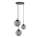 Steinhauer pendant luminaire BOLLIQUE 3 flames, round E27 IP20, black matt dimmable