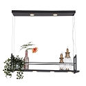 Steinhauer pendant luminaire T�R 6 flames, with shelf IP20, black matt dimmable