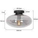 Steinhauer ceiling luminaire REFLEXION oval E27 IP20, smoky colour, black dimmable