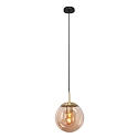 pendant luminaire BOLLIQUE round E27 IP20, amber, brass, black dimmable
