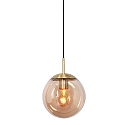 Steinhauer pendant luminaire BOLLIQUE round E27 IP20, amber, brass, black dimmable
