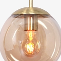 Steinhauer pendant luminaire BOLLIQUE round E27 IP20, amber, brass, black dimmable