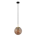 pendant luminaire BOLLIQUE round E27 IP20, amber, brass, black dimmable