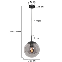 Steinhauer pendant luminaire BOLLIQUE round E27 IP20, black dimmable