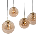 pendant luminaire BOLLIQUE 6 flames E27 IP20, amber, brass, black dimmable