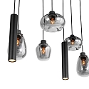 LED Pendelleuchte REFLEXION, 9-flammig, GU10 + E27, 4,9W, IP20, dimmbar, messing
