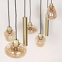 Steinhauer pendant luminaire REFLEXION 9 flames GU10 + E27 IP20, brass dimmable