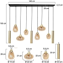 Steinhauer pendant luminaire REFLEXION 9 flames GU10 + E27 IP20, brass dimmable