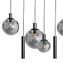 Steinhauer LED Pendelleuchte BOLLIQUE, 9-flammig, GU10 + E27, 4,9W, IP20, dimmbar, schwarz