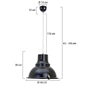 Steinhauer Pendelleuchte PARADE, � 40cm, E27, schwarz matt / Abdeckung wei� satiniert