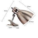 Steinhauer Klemmleuchte SPRING, E27, Euro-Steckerkabel mit Schnurschalter, dreh- und neigbar, Stahl geb�rstet / Details chrom
